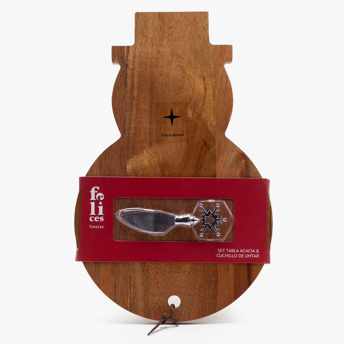 ROBERTA ALLEN - Tabla Aperitivo Mono de Nieve 36x23.5x1.5 cm Snowman Madera Acacia Roberta Allen
