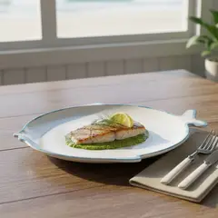 BASEMENT HOME - Plato Pez Melamina Hamptons Rim Azul 24 Cm