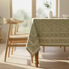 ROBERTA ALLEN - Mantel Rectangular Estampado Verde Block Print