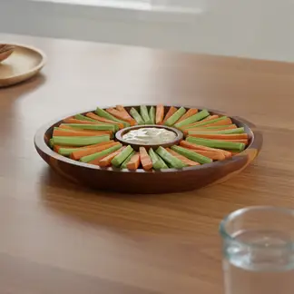 BASEMENT HOME - Fuente Aperitivo Chip and Dip Madera Acacia 30x4 cm