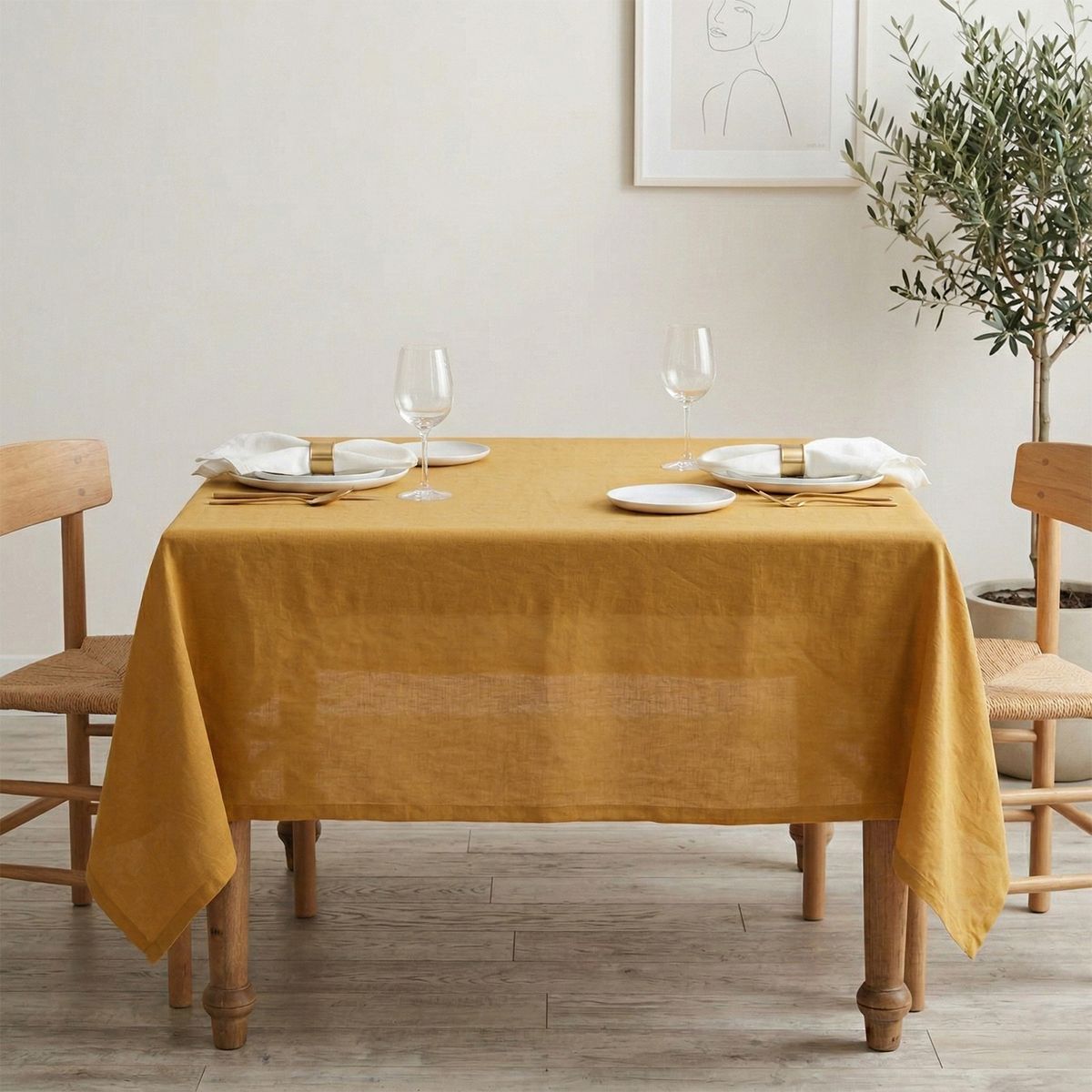 BASEMENT HOME - Mantel De Lino Rectangular Cotton Linen Basement Home