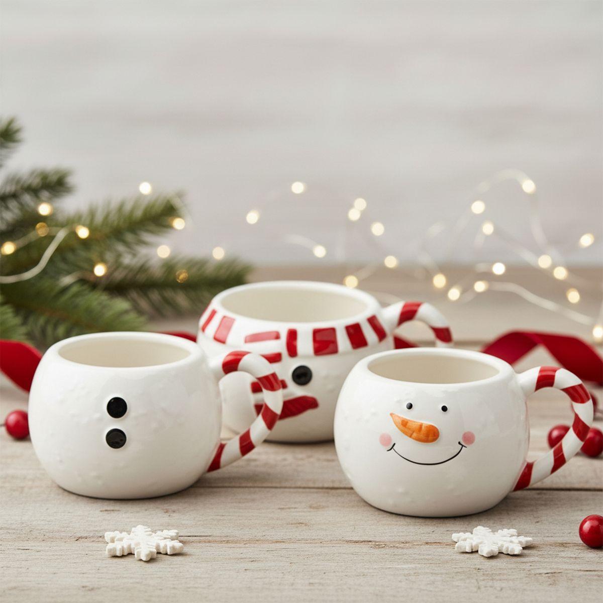 ROBERTA ALLEN - Set 3 Mug 410 ml Navidad Apilables Mono de Nieve Roberta Allen