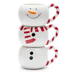 ROBERTA ALLEN - Set 3 Mug 410 ml Navidad Apilables Mono de Nieve