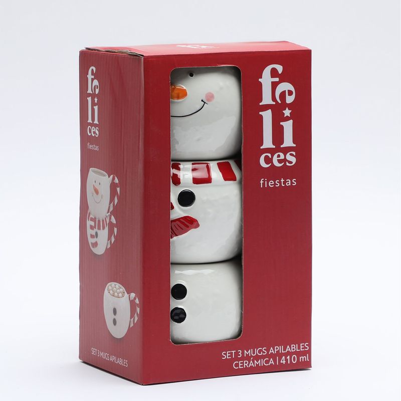 ROBERTA ALLEN Set Mug 410 ml Navidad Apilables Mono de Nieve