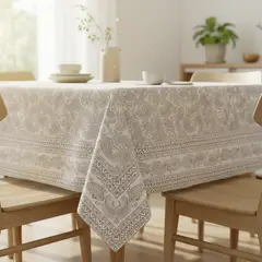 ROBERTA ALLEN - Mantel Rectangular Estampado Gris Block Print