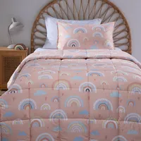 Plumón Infantil Wash Arcoiris Rosado 1.5 Plaza