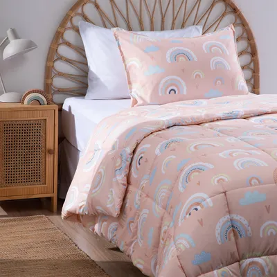 Imagen 2 del producto Plumón Infantil Wash Arcoiris Rosado 1.5 Plaza