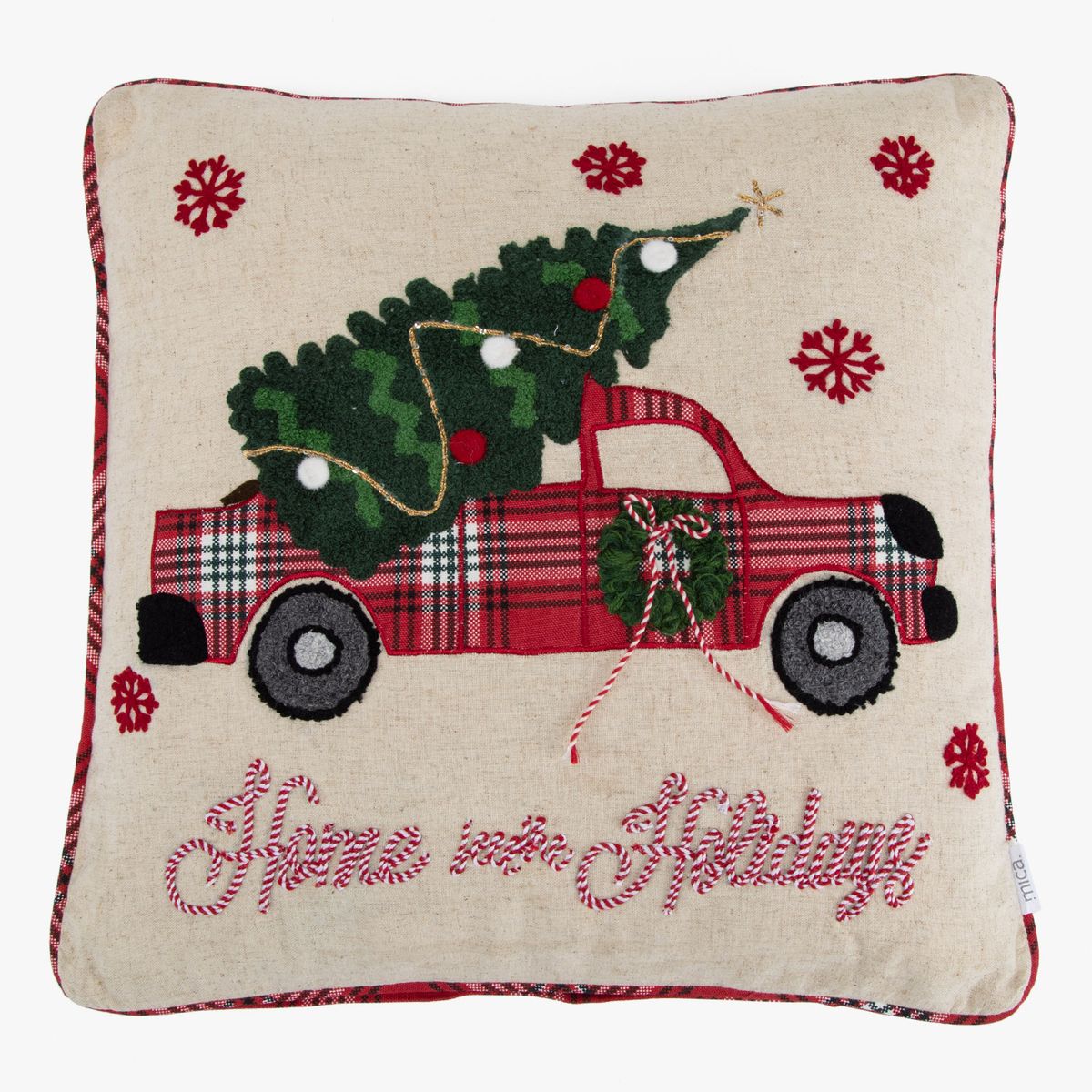 MICA - Cojín Navidad Car Blanco 45X45 Cm Mica