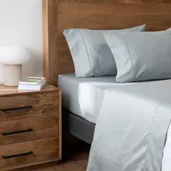 BASEMENT HOME - Juego De Sábanas 300 Hilos Plateado 2 Plazas