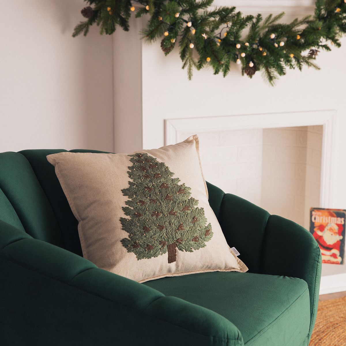 MICA - Cojín Navidad Árbol Verde 45X45 Cm Mica