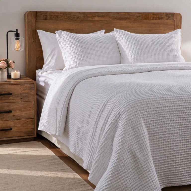 Cubrecama Textura Waffle + Fundas de Almohada