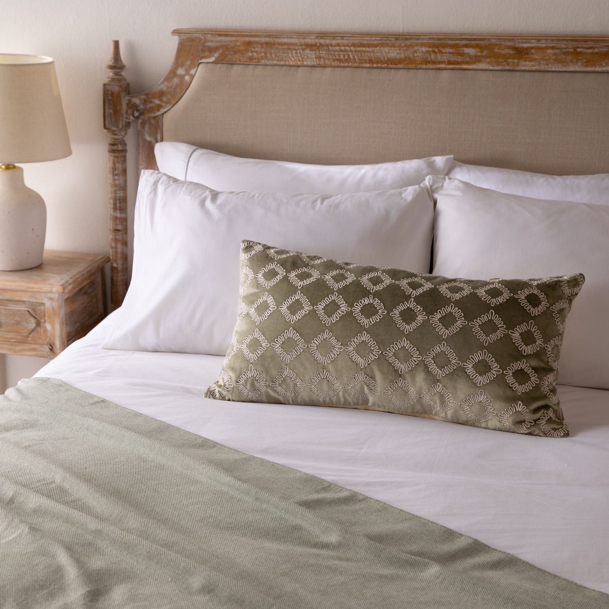 ROBERTA ALLEN - Cojín Ines Rombo Verde 1.5 Plaza Roberta Allen