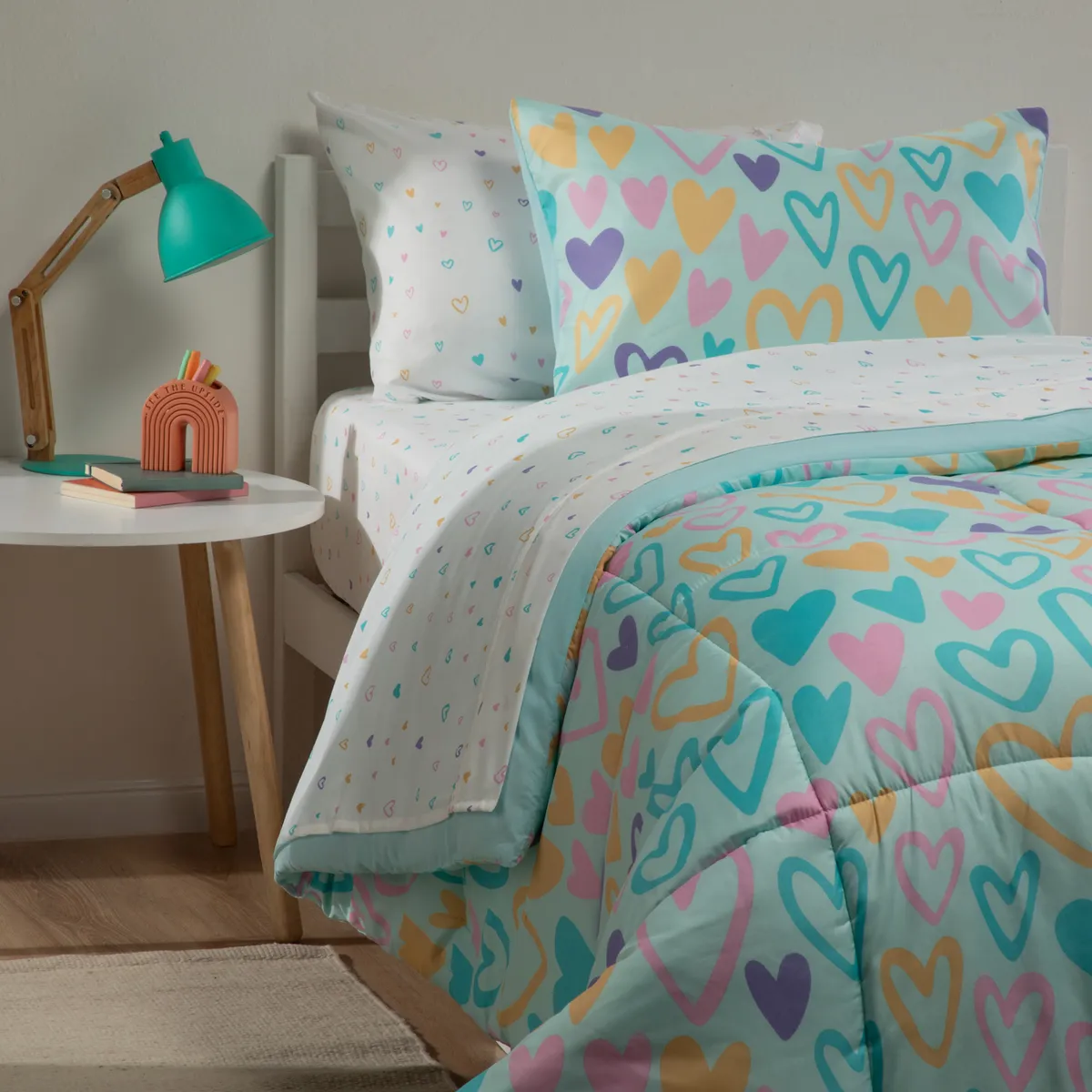 MICA KIDS - Juego De Cama Lola 1.5 Plazas: Plumón + Sábanas + Fundas De Almohadas Mica Kids