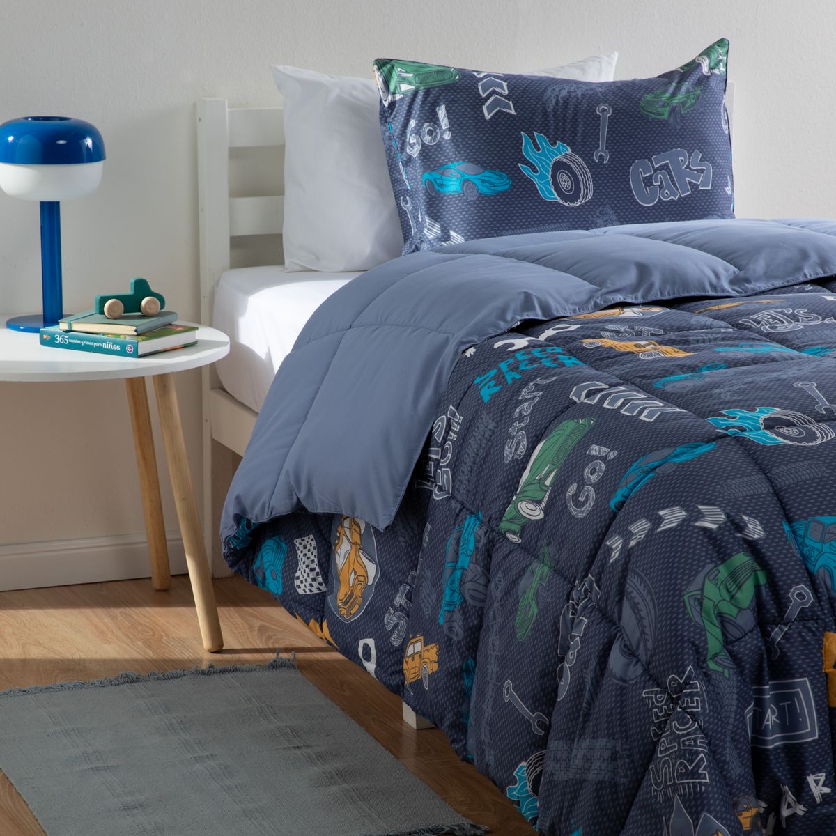 MICA KIDS - Plumón Infantil Car Azul 1.5 Plazas Mica Kids