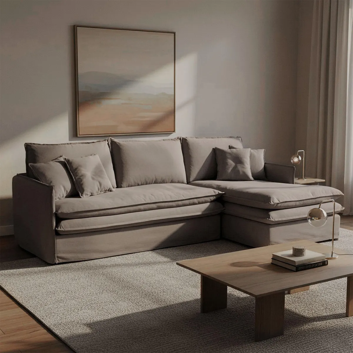 BASEMENT HOME - Sofá Seccional Pluma Arizona Derecho Basement Home