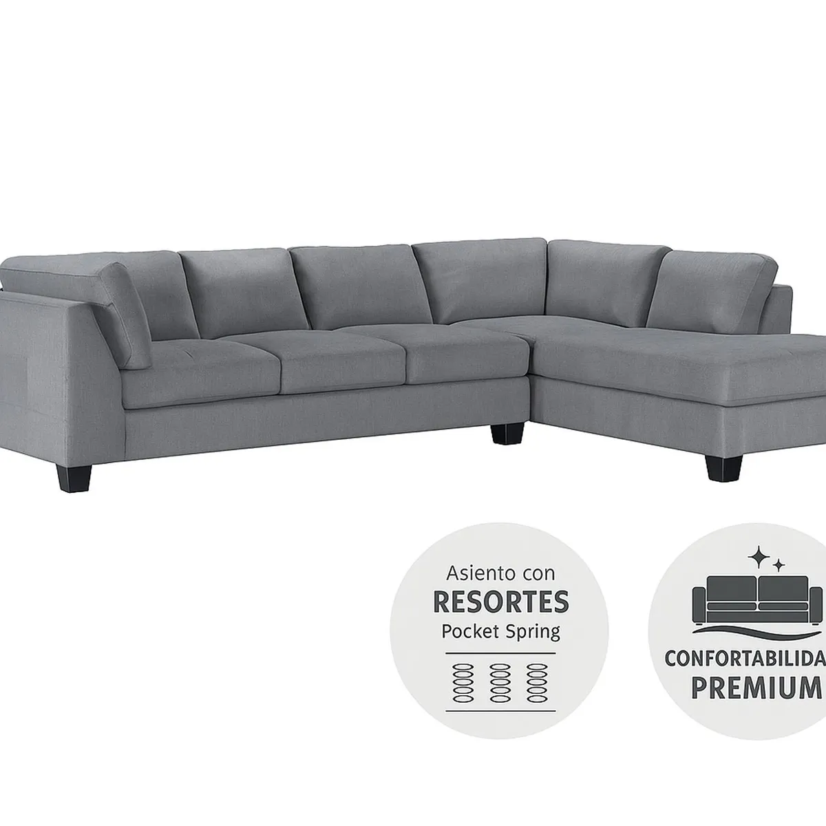 MICA - Sofá Seccional Benjamín Derecho 4 Cuerpos Mica