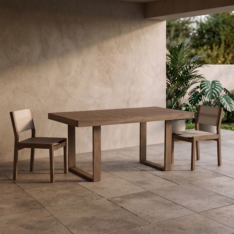 Mesa De Comedor Terraza Laguna Gris 6 Sillas