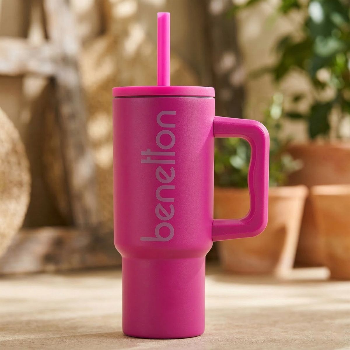 BENETTON - Vaso Térmico 720 ml Acero Rosado Inoxidable Benetton