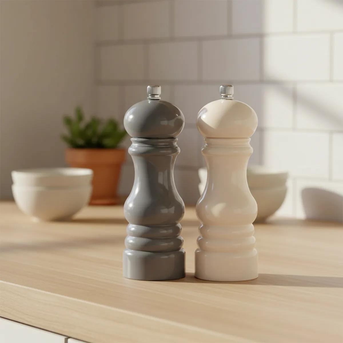 MICA - Set Salero y Pimentero Gris y Blanco Mica