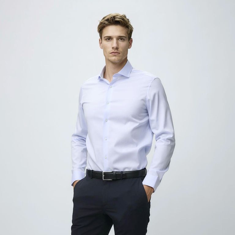Camisa de Vestir Manga Larga Algodón Hombre