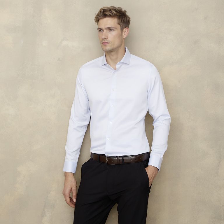 Camisa de Vestir Manga Larga Algodón Hombre
