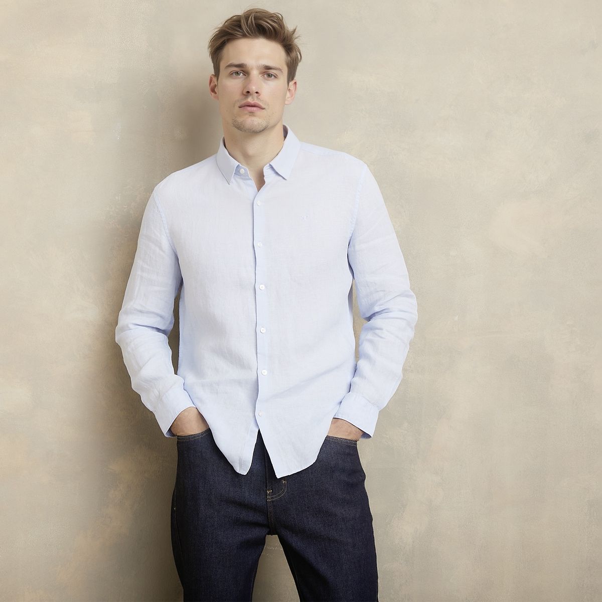 WOLF&HANK - Camisa Manga Larga Lino Hombre Wolf&Hank