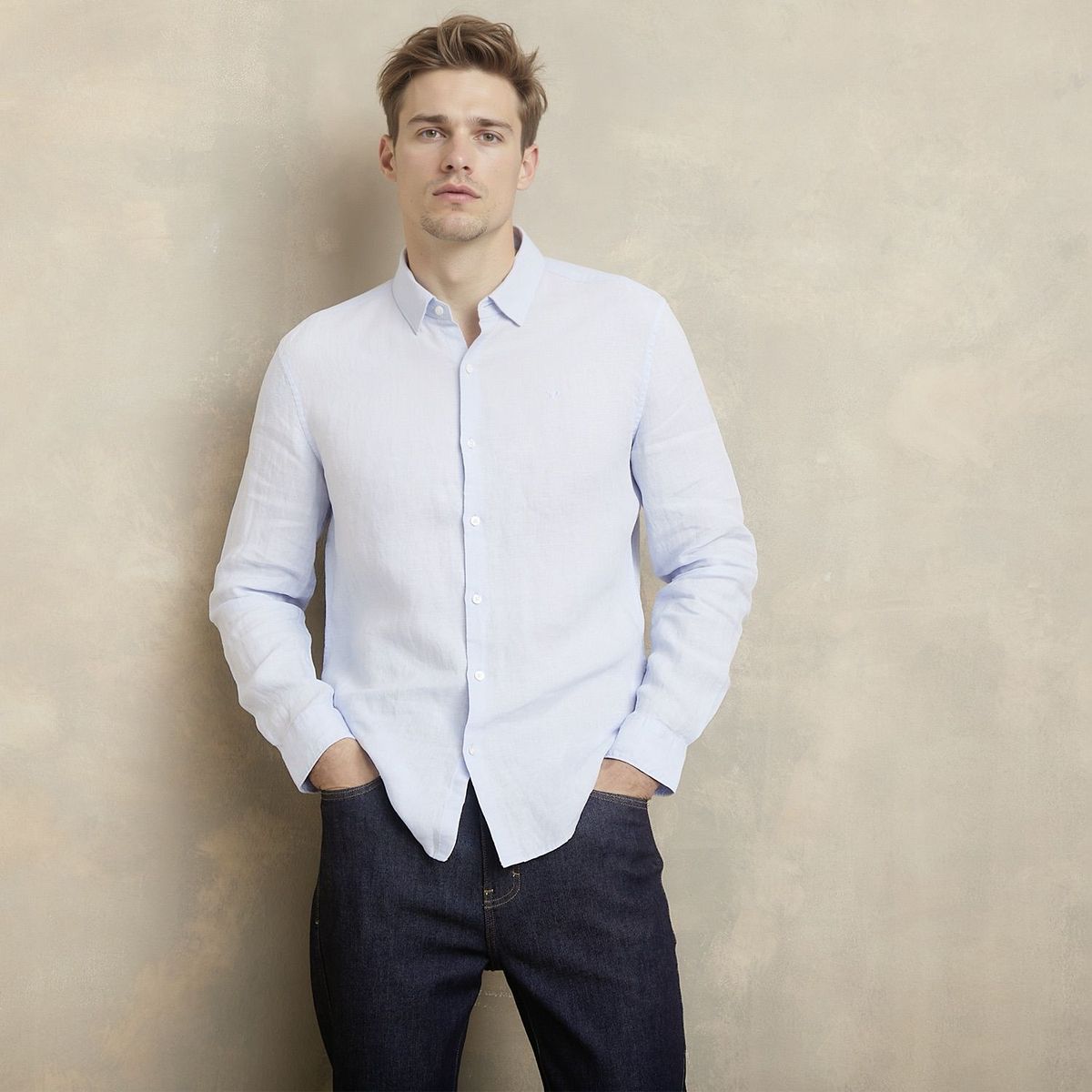 WOLF&HANK - Camisa Manga Larga Lino Hombre Wolf&Hank