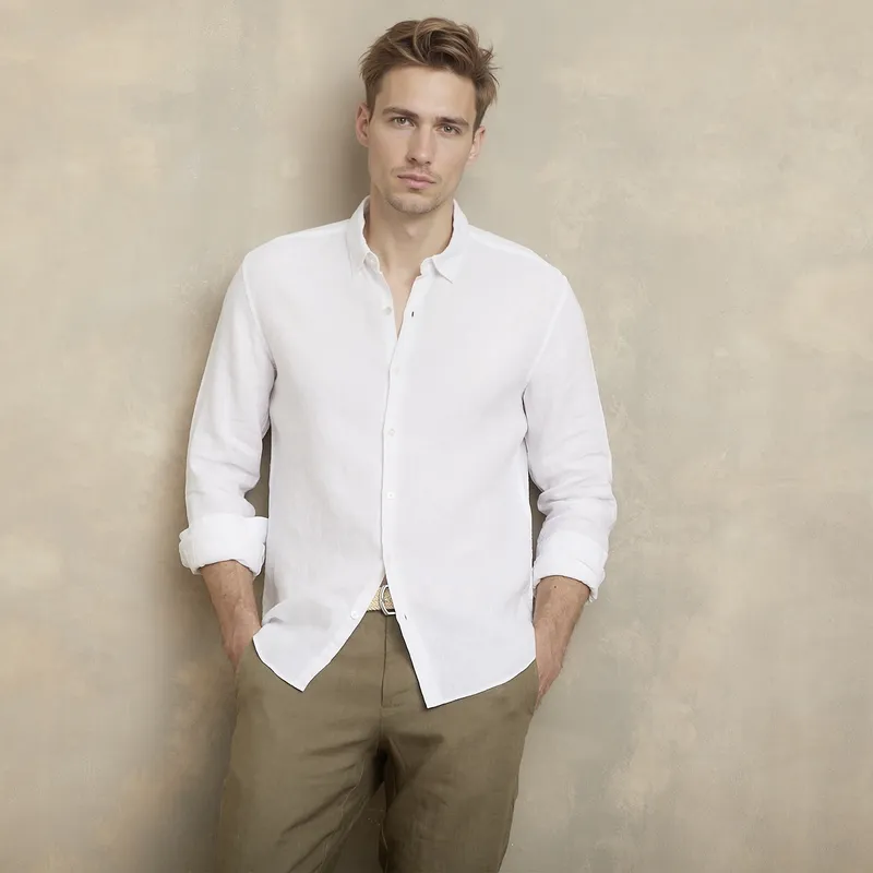 WOLF&HANK - Camisa Manga Larga Lino Hombre Wolf&Hank