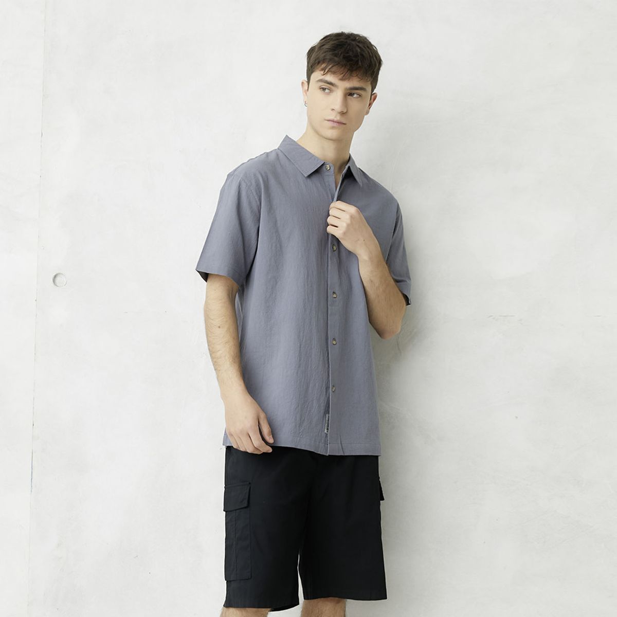 BEARCLIFF - Camisa Casual Manga Corta Algodón Hombre Bearcliff