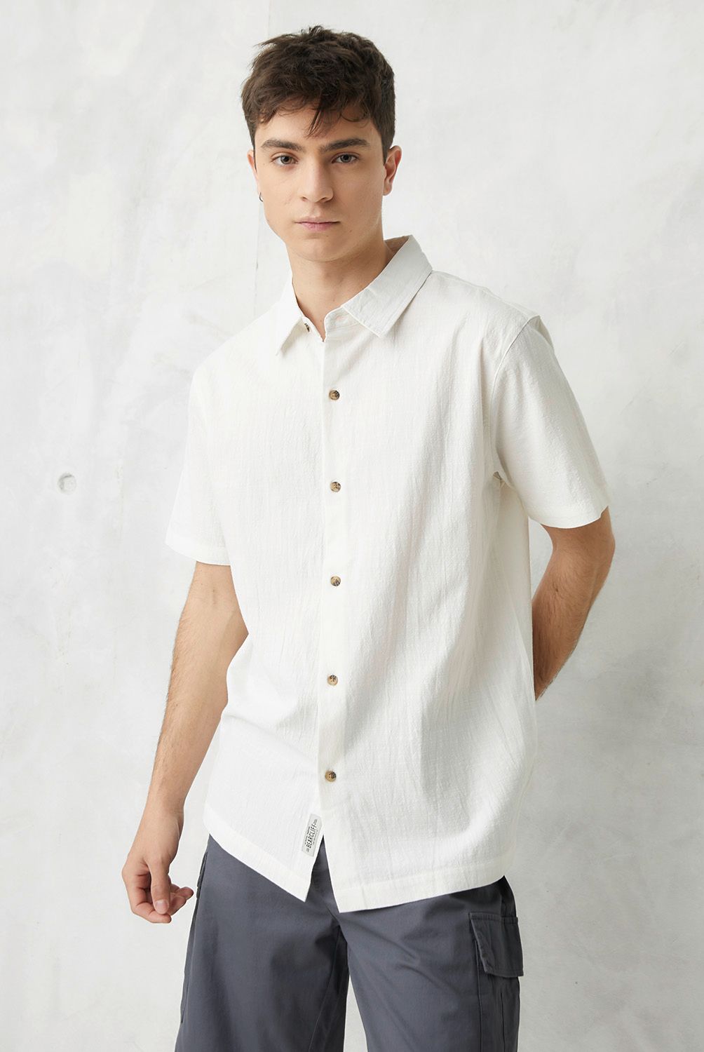 BEARCLIFF - Camisa Casual Manga Corta Algodón Hombre Bearcliff