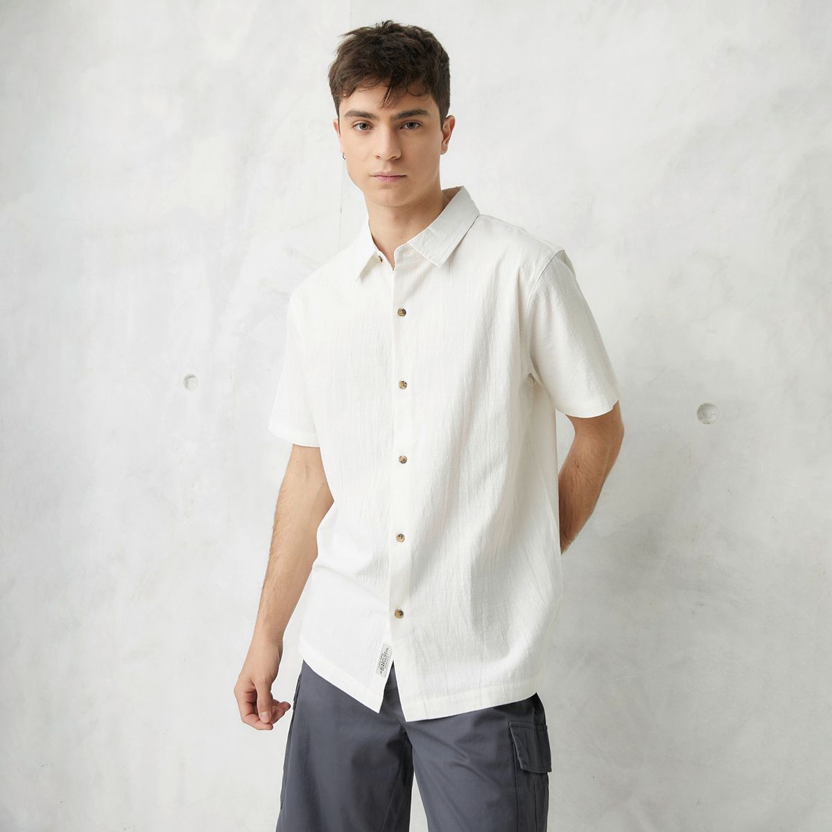BEARCLIFF - Camisa Casual Manga Corta Algodón Hombre Bearcliff