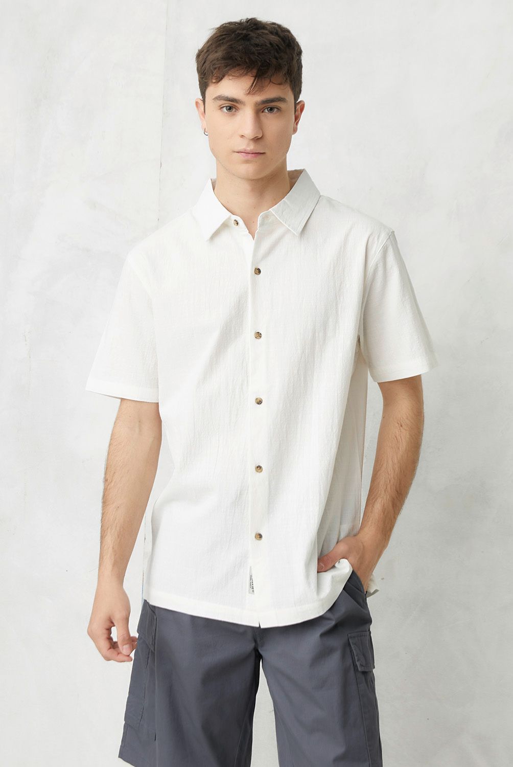 BEARCLIFF - Camisa Casual Manga Corta Algodón Hombre Bearcliff