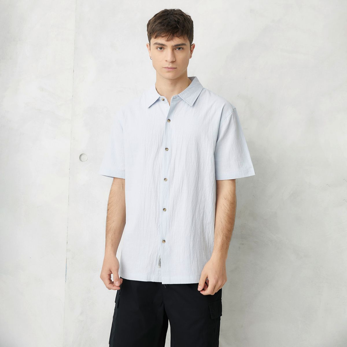 BEARCLIFF - Camisa Casual Manga Corta Algodón Hombre Bearcliff