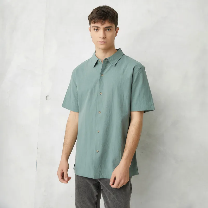 BEARCLIFF - Camisa Casual Manga Corta Algodón Hombre Bearcliff