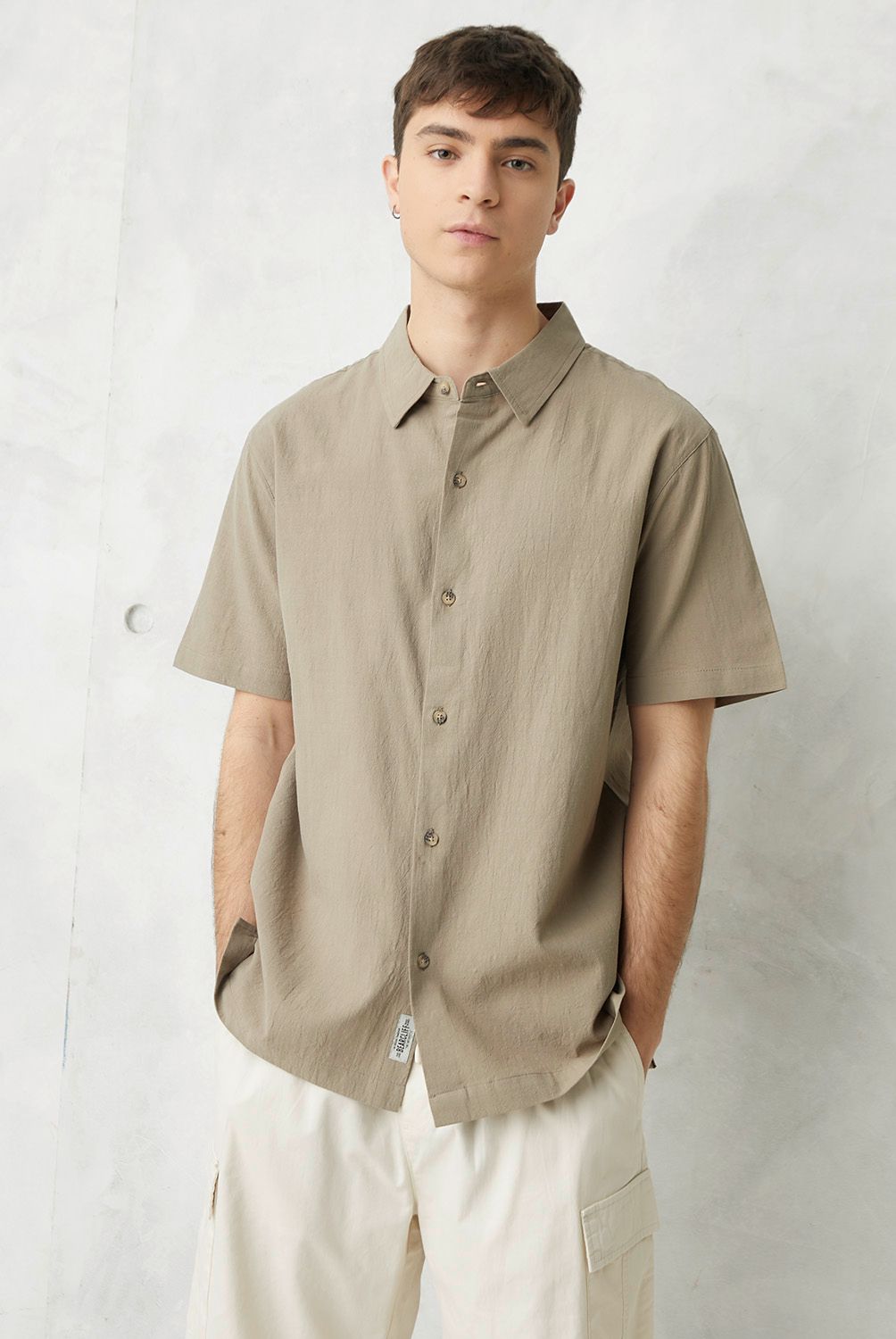 BEARCLIFF - Camisa Casual Manga Corta Algodón Hombre Bearcliff