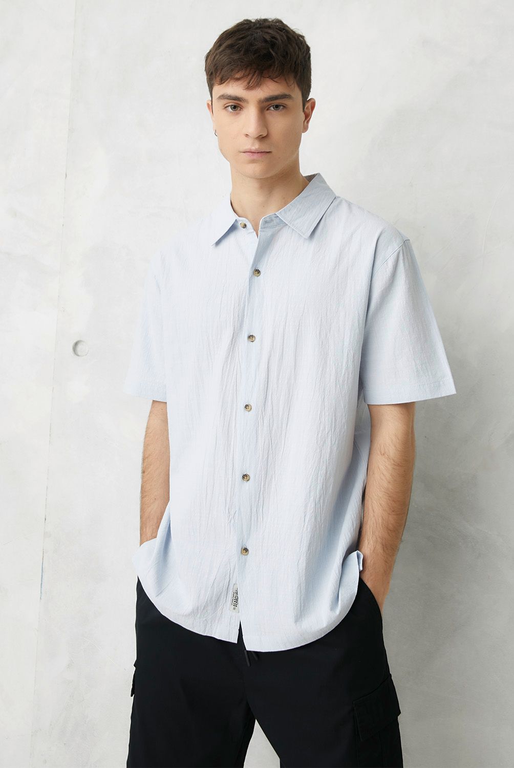 BEARCLIFF - Camisa Casual Manga Corta Algodón Hombre Bearcliff
