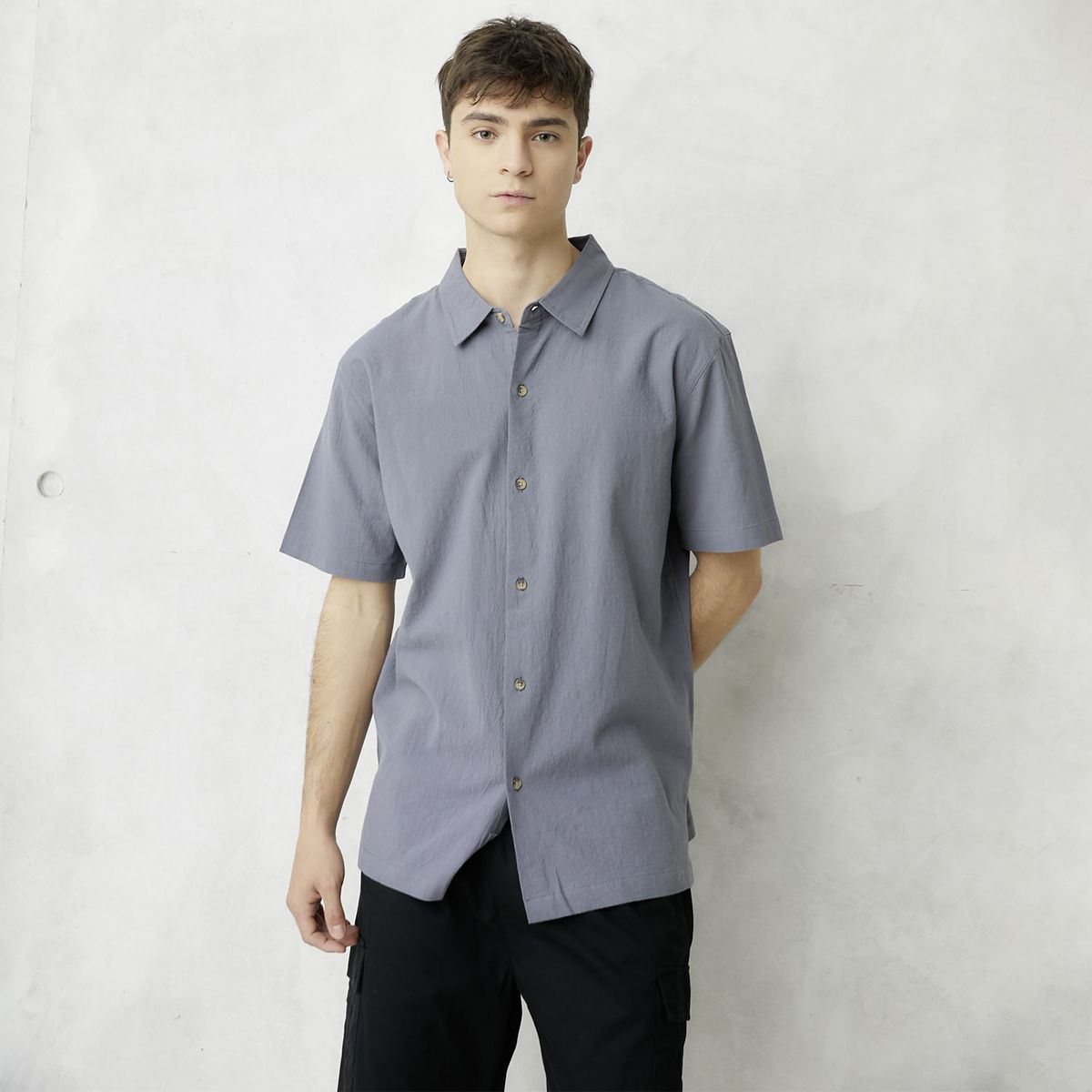 BEARCLIFF - Camisa Casual Manga Corta Algodón Hombre Bearcliff
