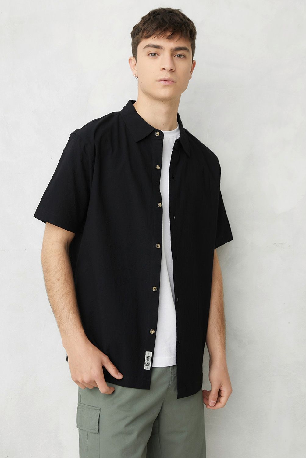BEARCLIFF - Camisa Casual Manga Corta Algodón Hombre Bearcliff