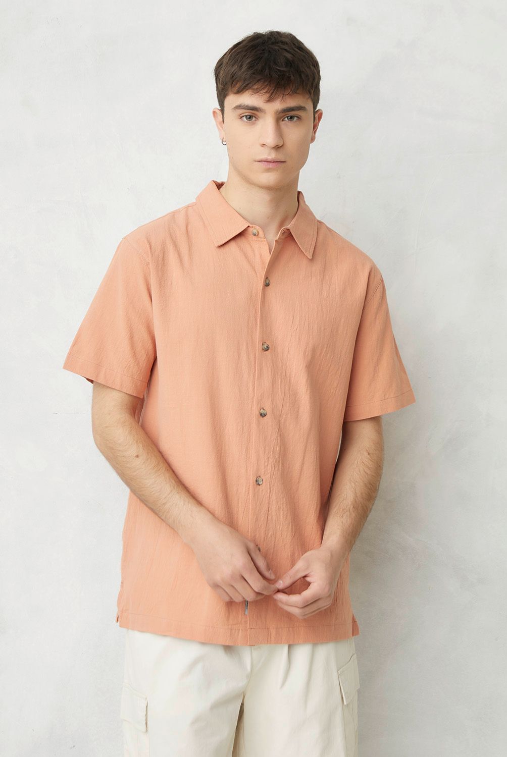 BEARCLIFF - Camisa Casual Manga Corta Algodón Hombre Bearcliff