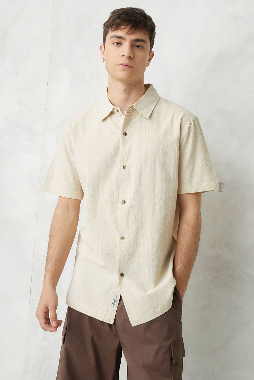BEARCLIFF - Camisa Casual Manga Corta Algodón Hombre Bearcliff