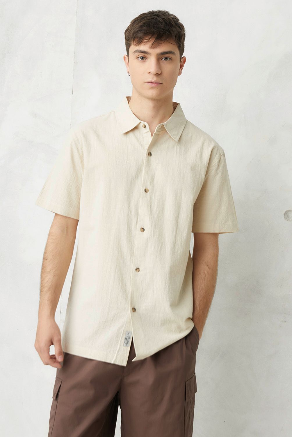 BEARCLIFF - Camisa Casual Manga Corta Algodón Hombre Bearcliff