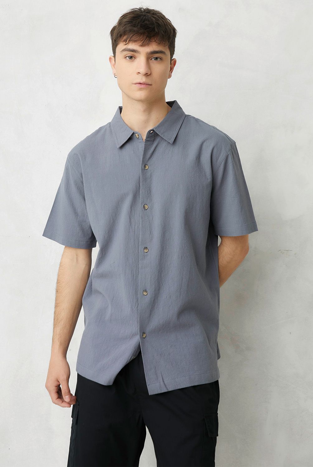 BEARCLIFF - Camisa Casual Manga Corta Algodón Hombre Bearcliff