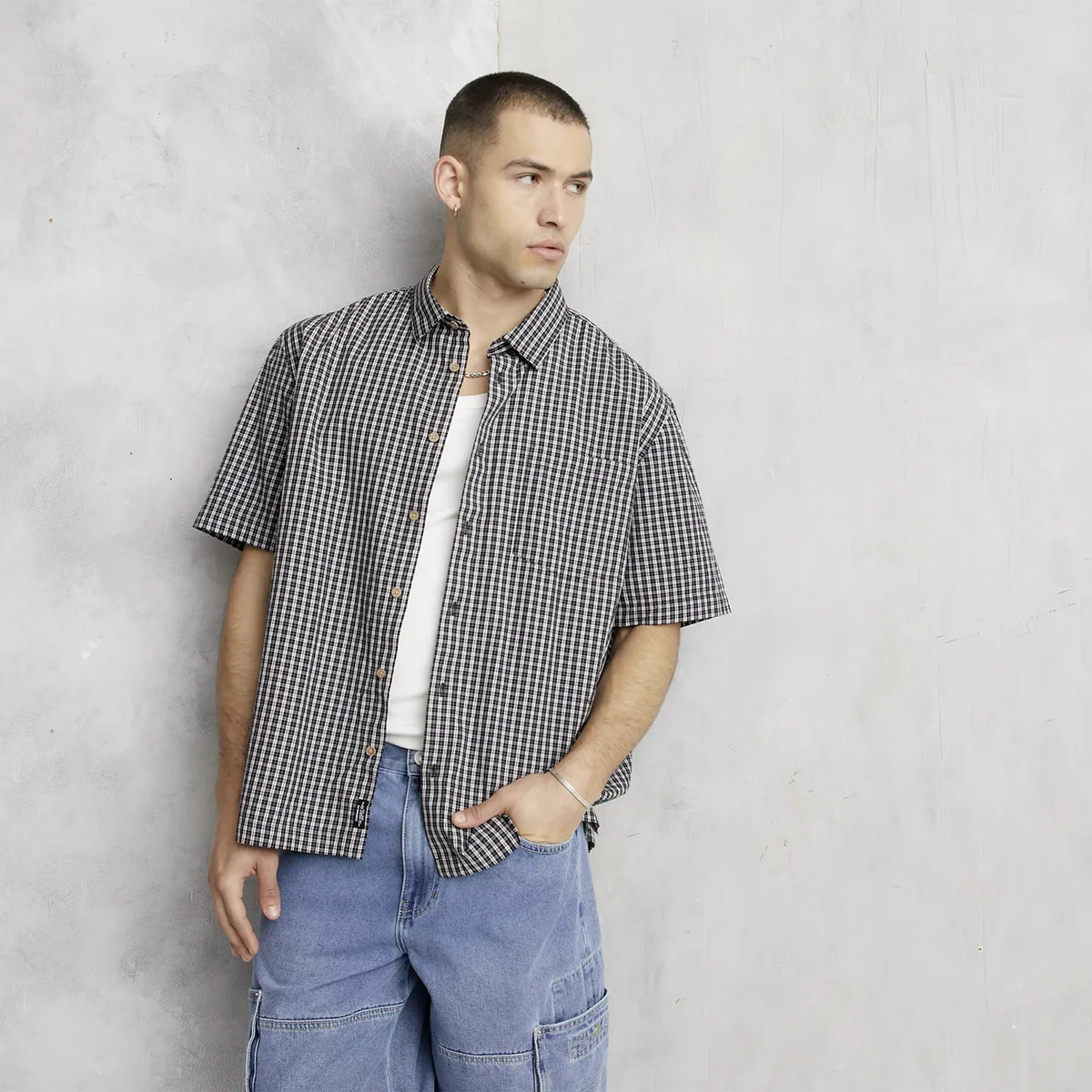 AMERICANINO - Camisa Casual Manga Corta Algodón Hombre Americanino