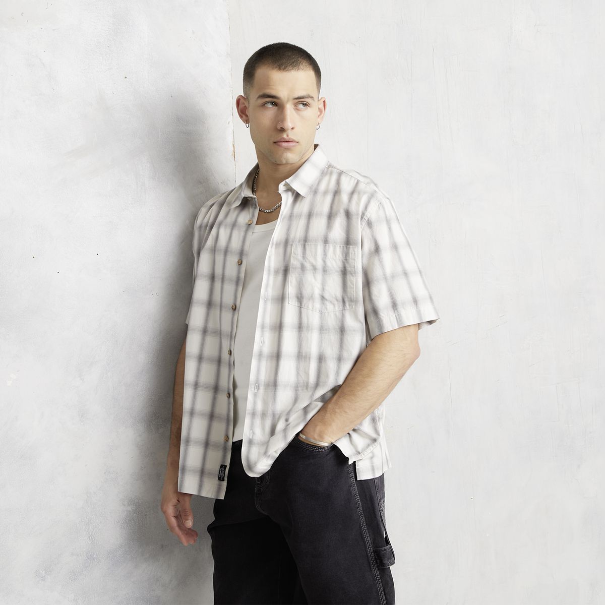 AMERICANINO - Camisa Casual Manga Corta Algodón Hombre Americanino