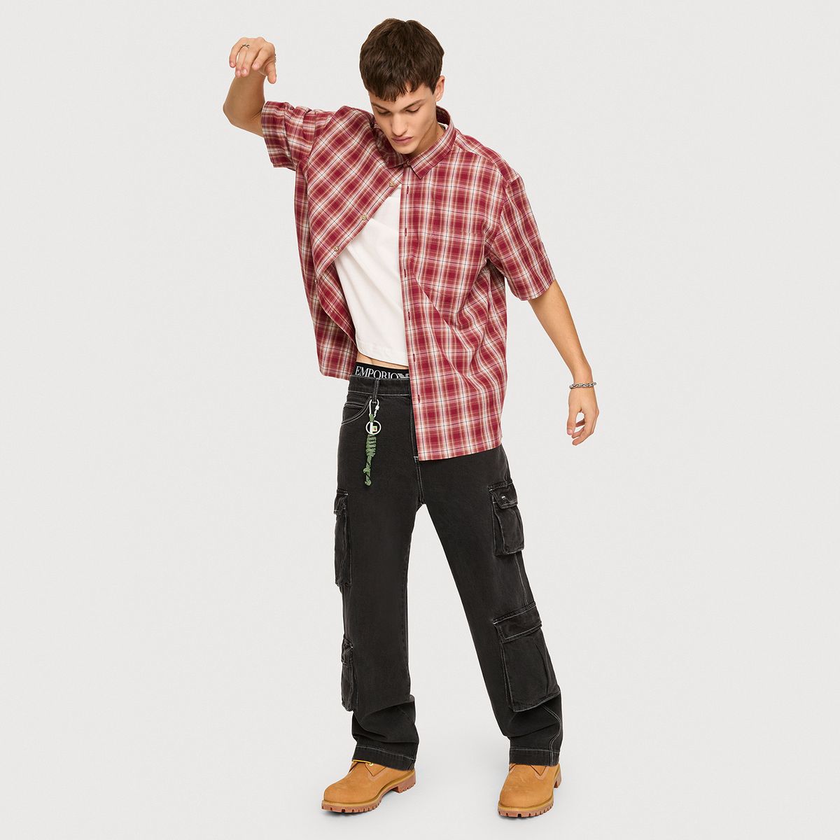 AMERICANINO - Camisa Casual Manga Corta Algodón Hombre Americanino