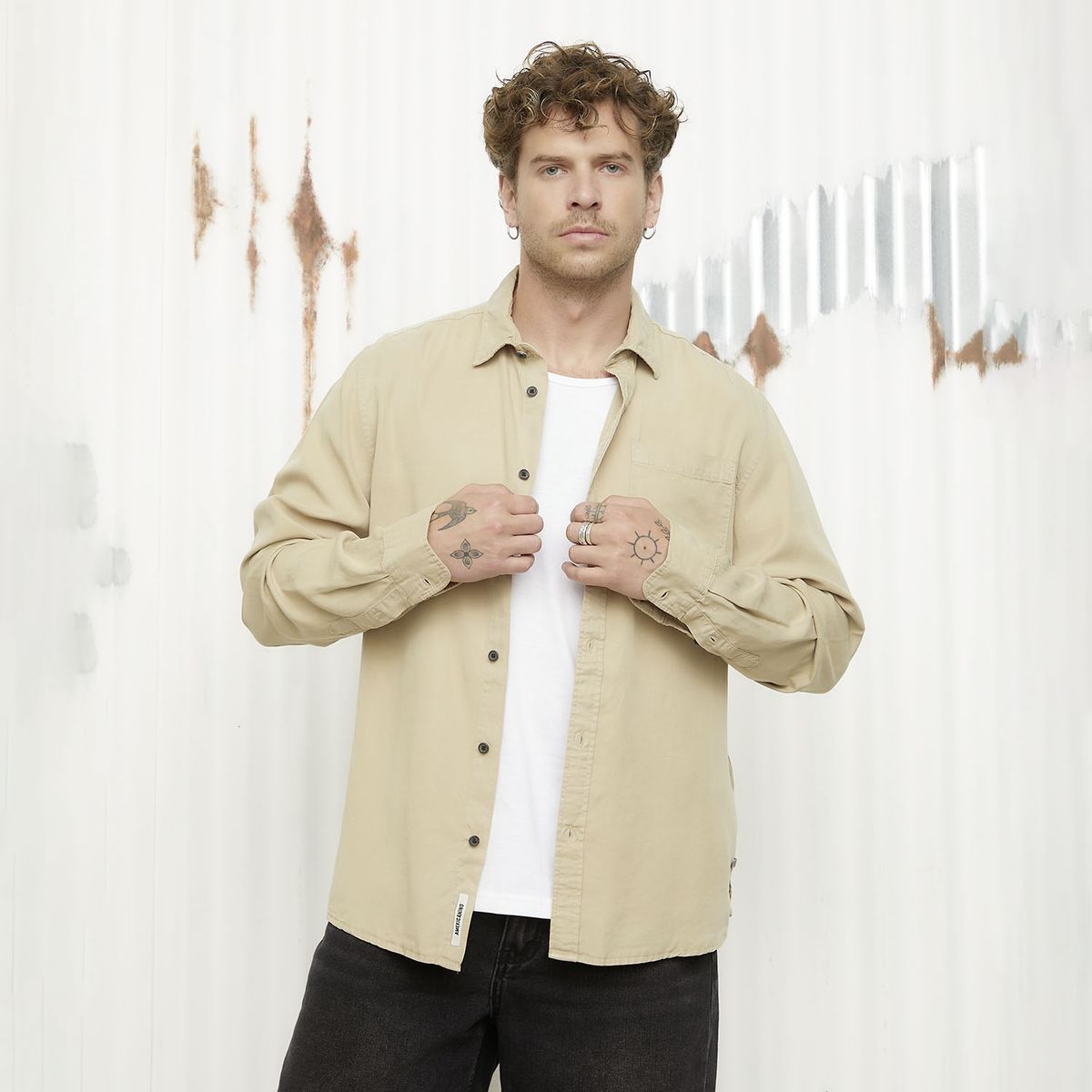 AMERICANINO - Camisa Casual Manga Larga Hombre Americanino