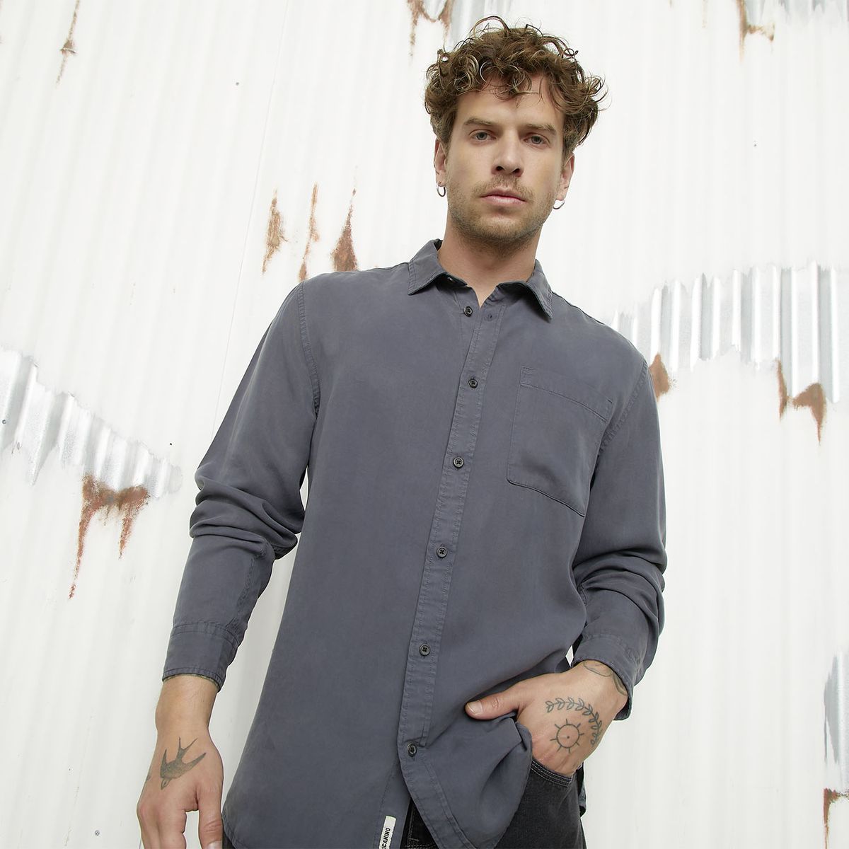 AMERICANINO - Camisa Casual Manga Larga Hombre Americanino