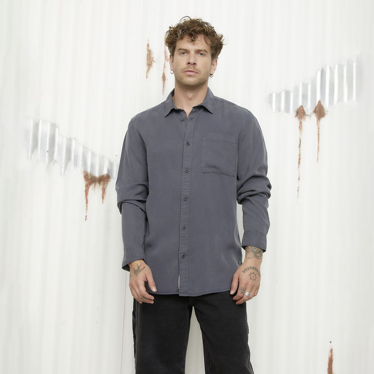 AMERICANINO - Camisa Casual Manga Larga Hombre Americanino