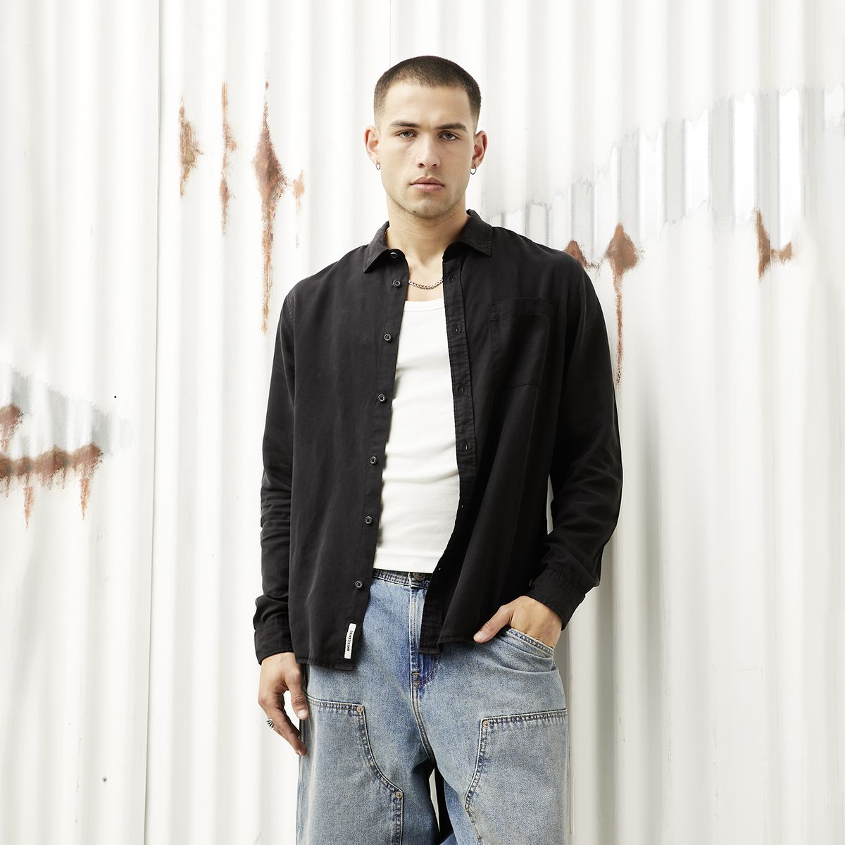 AMERICANINO - Camisa Casual Manga Larga Hombre Americanino