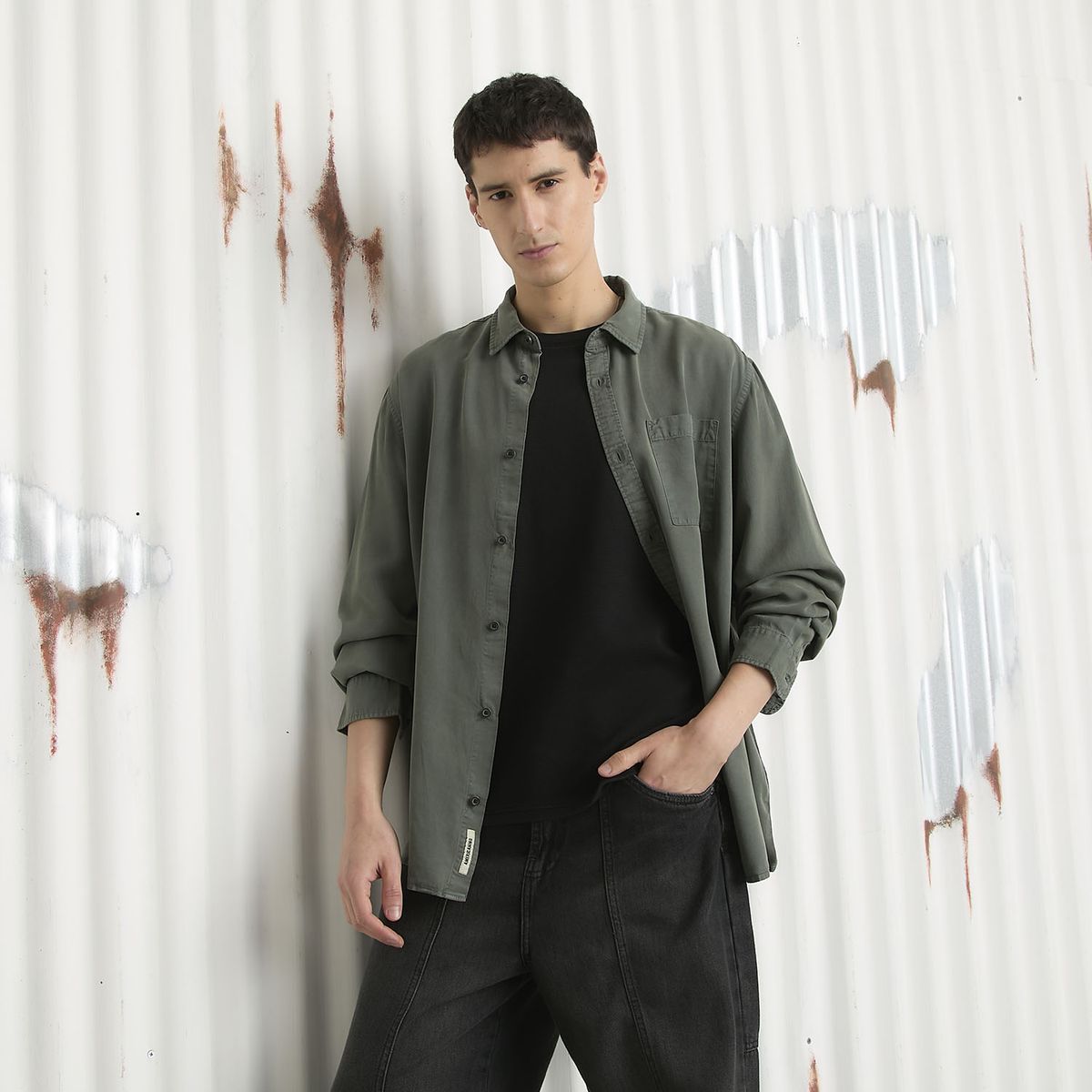 AMERICANINO - Camisa Casual Manga Larga Hombre Americanino